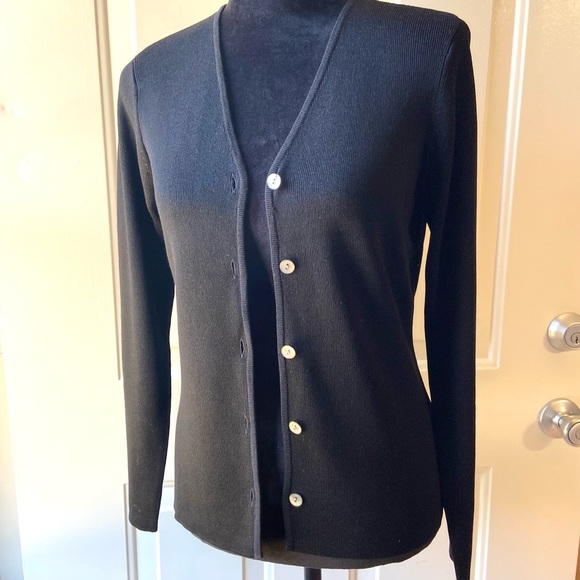 INC International Concepts Sweaters - INC Black Silk Blend Cardigan with MOP Buttons